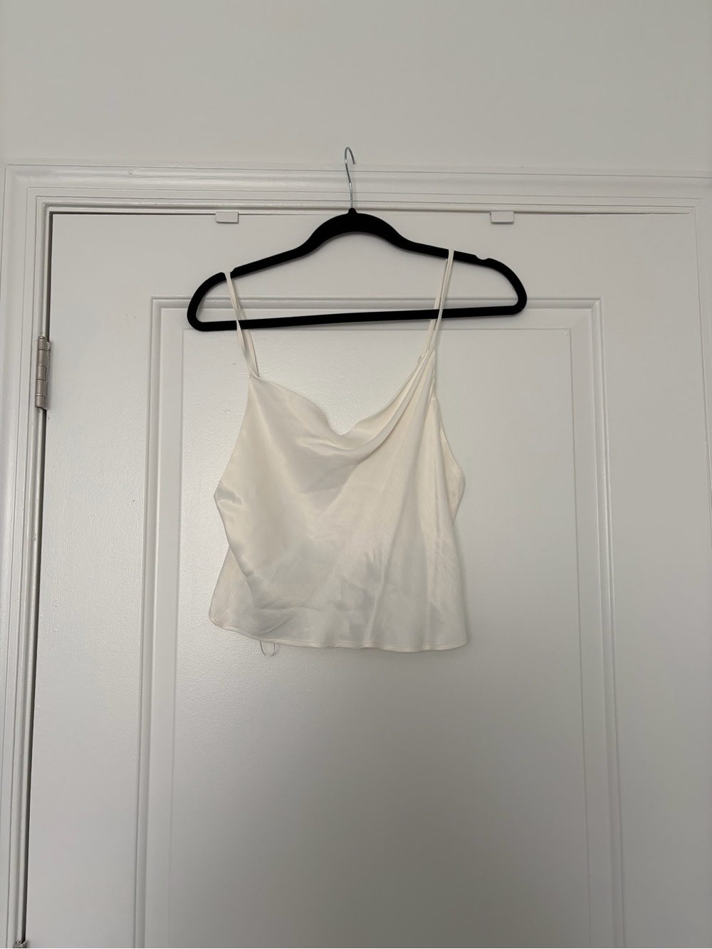 Zara Ivory Satin Cowl Crop Camisole